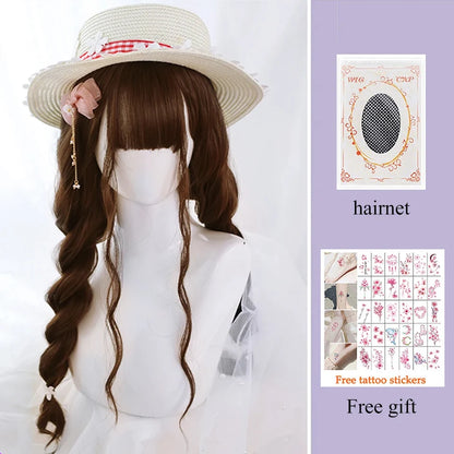 Kawaii Long Black & Red Wavy Wig 💖✨ - Cosplay & Daily Use with Bangs 🎀 | Harajuku Style!