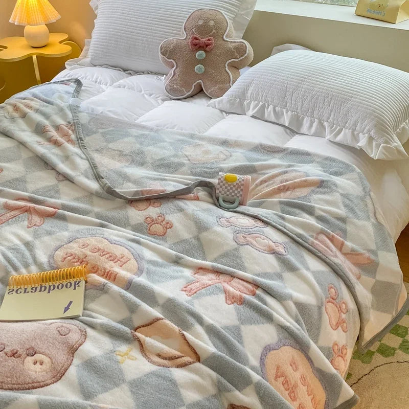 Snuggle Up with Adorable Bear Friends 🐻💖 Cozy Fleece Blanket for Travel & Home! - Pixie Quill