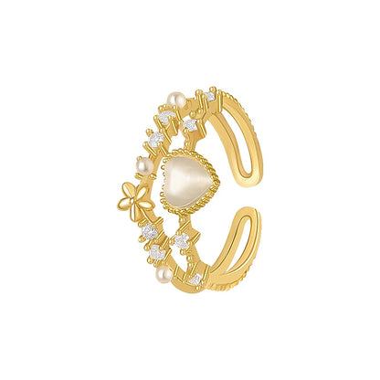 Kawaii Love Crystal Ring 💖✨ - 14K Gold Plated Heart Design for Elegant Daily Wear! 🌟💍