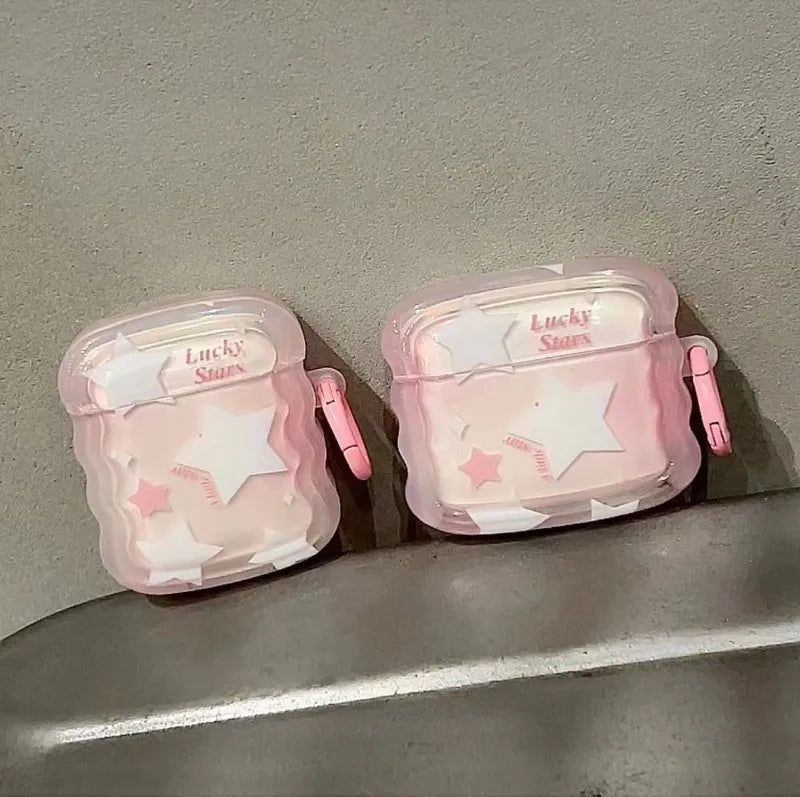 🎀 Adorable Korea Cartoon Stars Wave Case for AirPods Pro 2nd & 3 🎧✨ Cute Fashion Cover for Trendy Girls! 🌟 - Pixie Quill