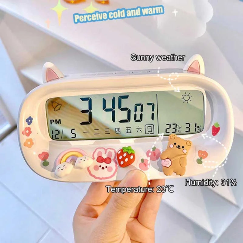 Kawaii Digital Alarm Clock 🌟 | Adorable Timekeeper with Fun Stickers 🎀 | Perfect for Students & Room Decor 💖