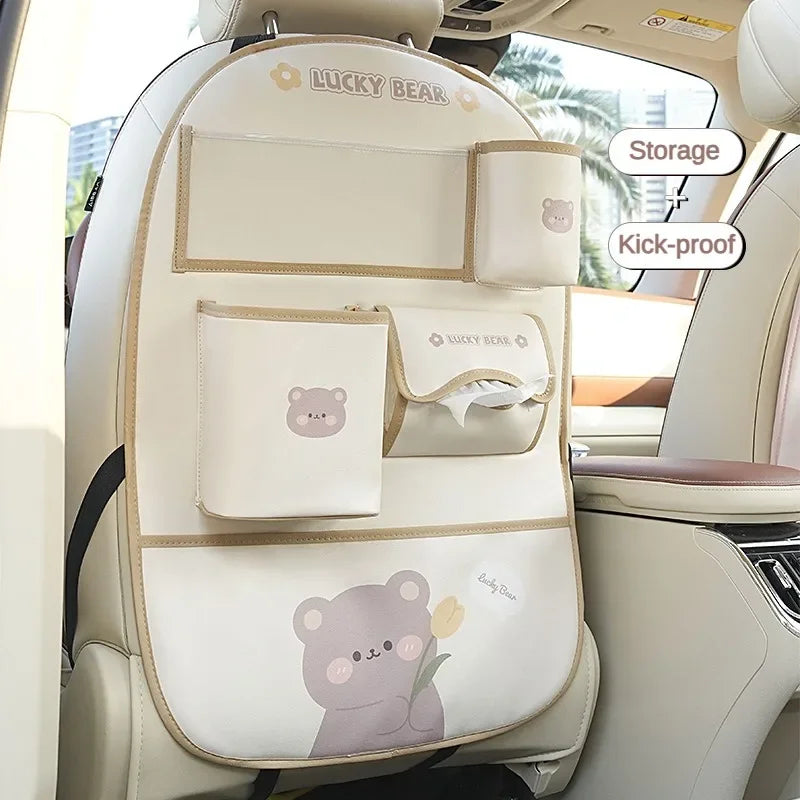 Adorable Kawaii Car Seat Storage Bag 🐻🐰 - Multifunctional Anti-Dirty Backseat Organizer for a Mess-Free Ride! 🚗✨
