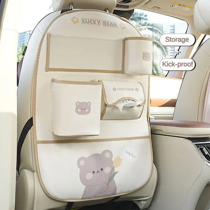 Adorable Kawaii Car Seat Storage Bag 🐻🐰 - Multifunctional Anti-Dirty Backseat Organizer for a Mess-Free Ride! 🚗✨