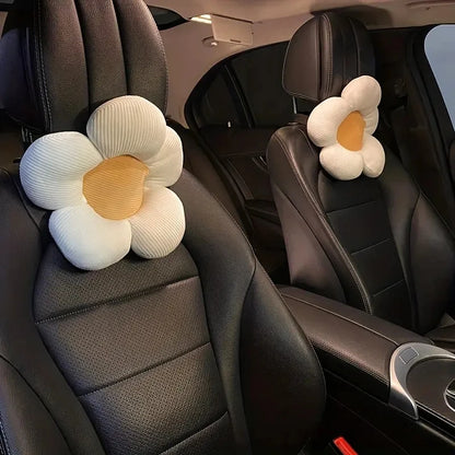 Kawaii Sunflower Car Neck Pillow 🌼 | Adorable Cartoon Headrest for Girls 🚗💕 | Creative Cute Interior Accessory