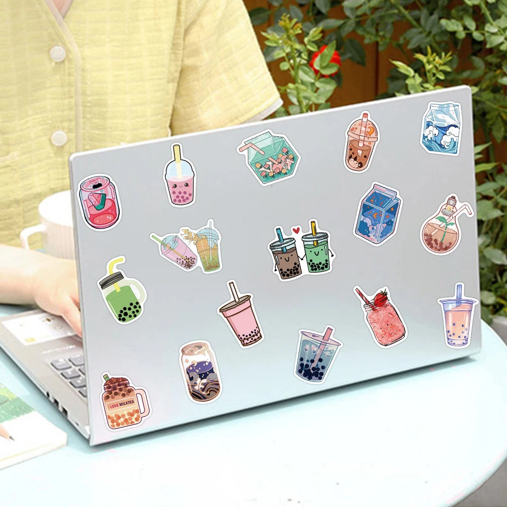 ✨🍭 Adorable 100PCS Drink Pearl Tea Stickers - Cute & Colorful for Your Fun DIY Projects! 🎨💕 - Pixie Quill