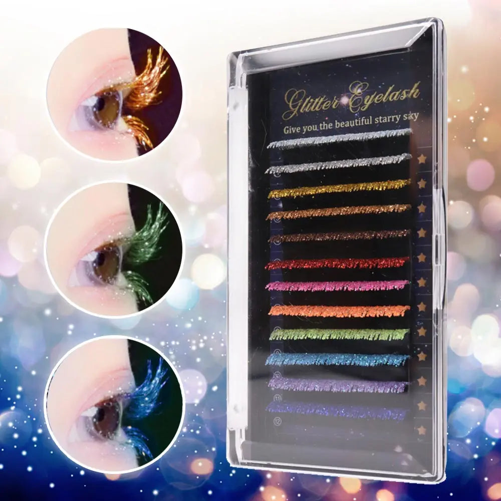 ✨ Festive Sparkle Rainbow Lashes 🎉 - Kawaii Glittery Eyelash Extensions for Holiday Glam! 💖