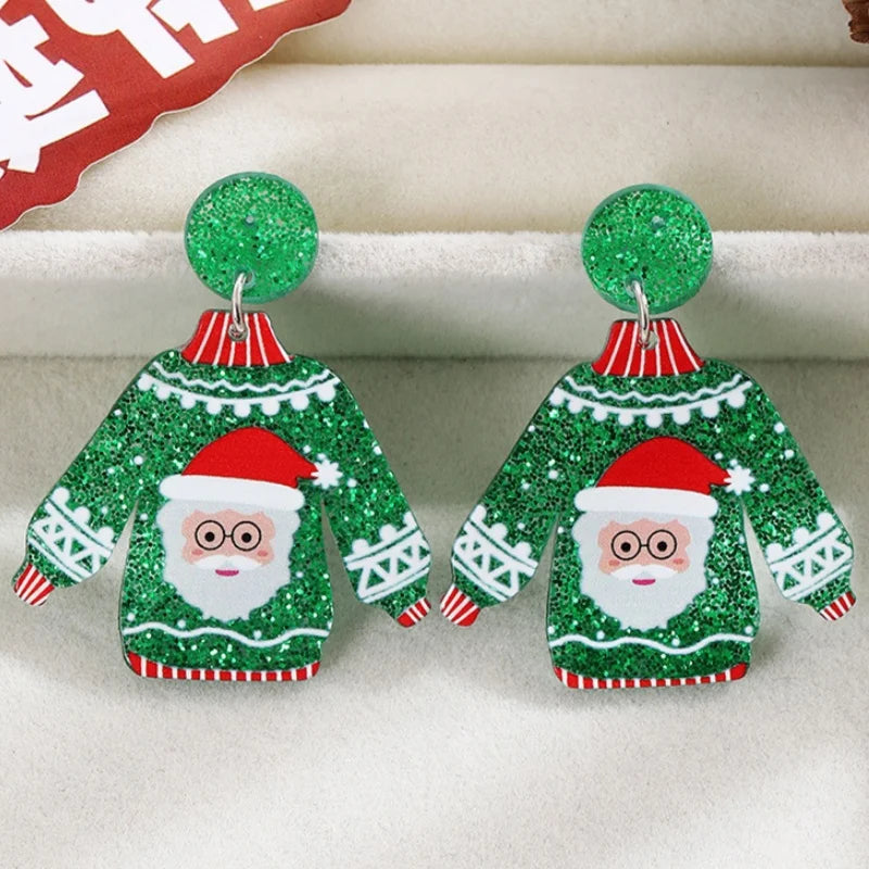 Cute Christmas Drop Earrings For Women With Glitter Acrylic Dangles 🎄✨ Gift