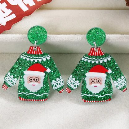 Cute Christmas Drop Earrings For Women With Glitter Acrylic Dangles 🎄✨ Gift