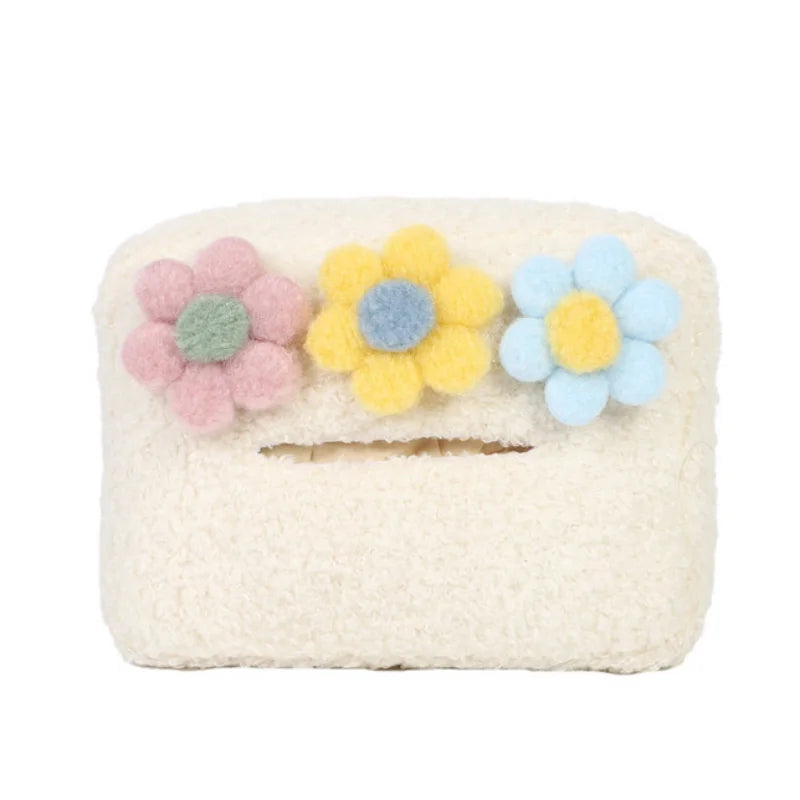 Kawaii Plush Flower Car Tissue Box 🌸✨ Hanging Organizer for Visor - Adorable Auto Accessory! 🚗💖