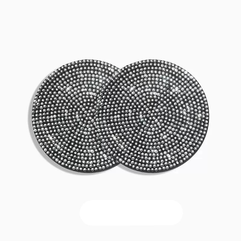 Adorable Blingy Rhinestone Car Cup Holder Coasters ✨💖 | 2pcs Non-Slip Silica Gel Mats for a Cute Automotive Touch!