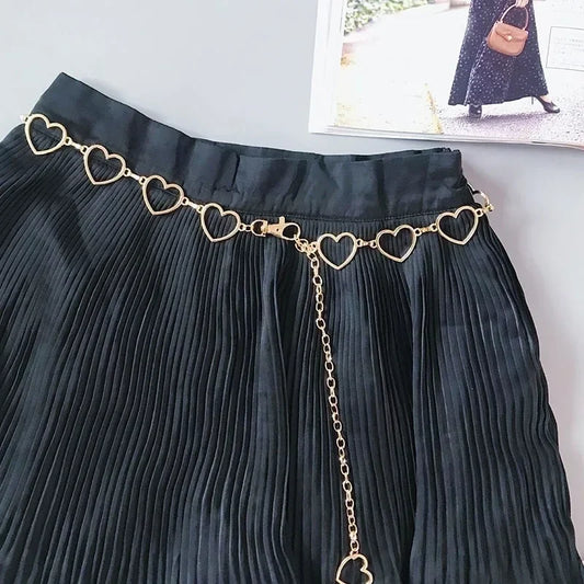 Womens Waistband Pants Classic Waist Chain Love Heart Hollow Girdle for Women Hip Hop Style Fashion Fine Waists Belts Trendy