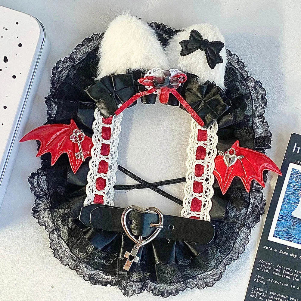 Kpop Idol Photo Holder Poker Storage Decor with Lace and Ribbon Plush Ears Cute Photocard Top Loader