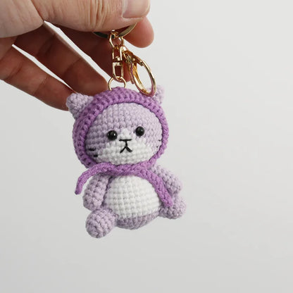 Handmade Kitten Crochet Keychain For Backpack Cute Cat Doll Pendant 🧶🐾