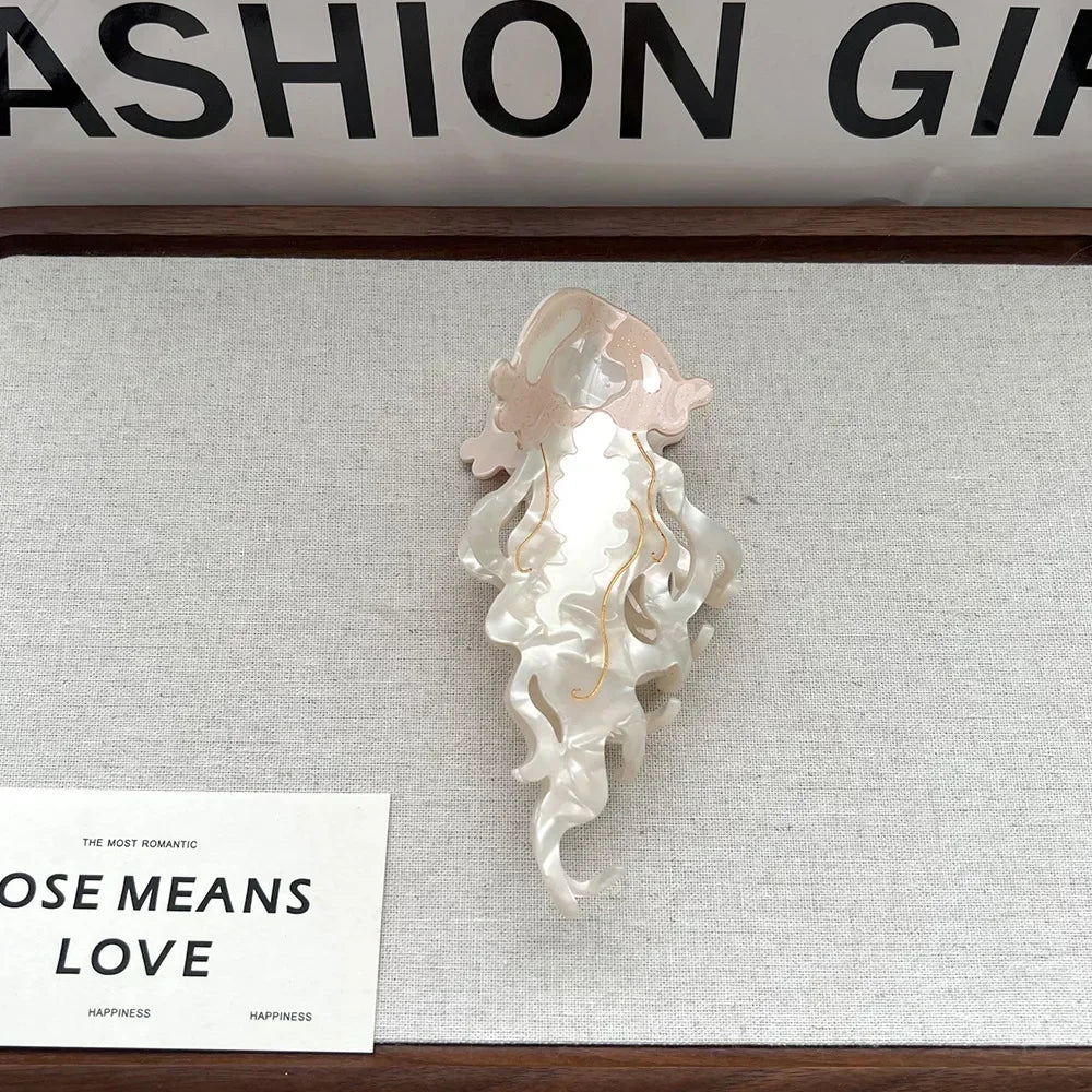 Ocean Friends Hair Claw Clip Acetate Dolphin Seahorse Jellyfish Clip For Women 🐬