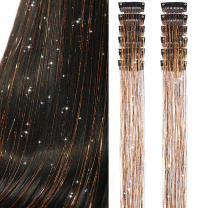 12 Pcs Clip In Hair Tinsel Pack Glitter Fairy Extensions For Women And Kids ✨