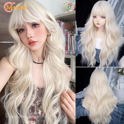 Kawaii Ombre Pink & Blonde Long Straight Wig 🎀✨ - Cute Lolita Cosplay Hair for Parties & Halloween! 🌸🖤