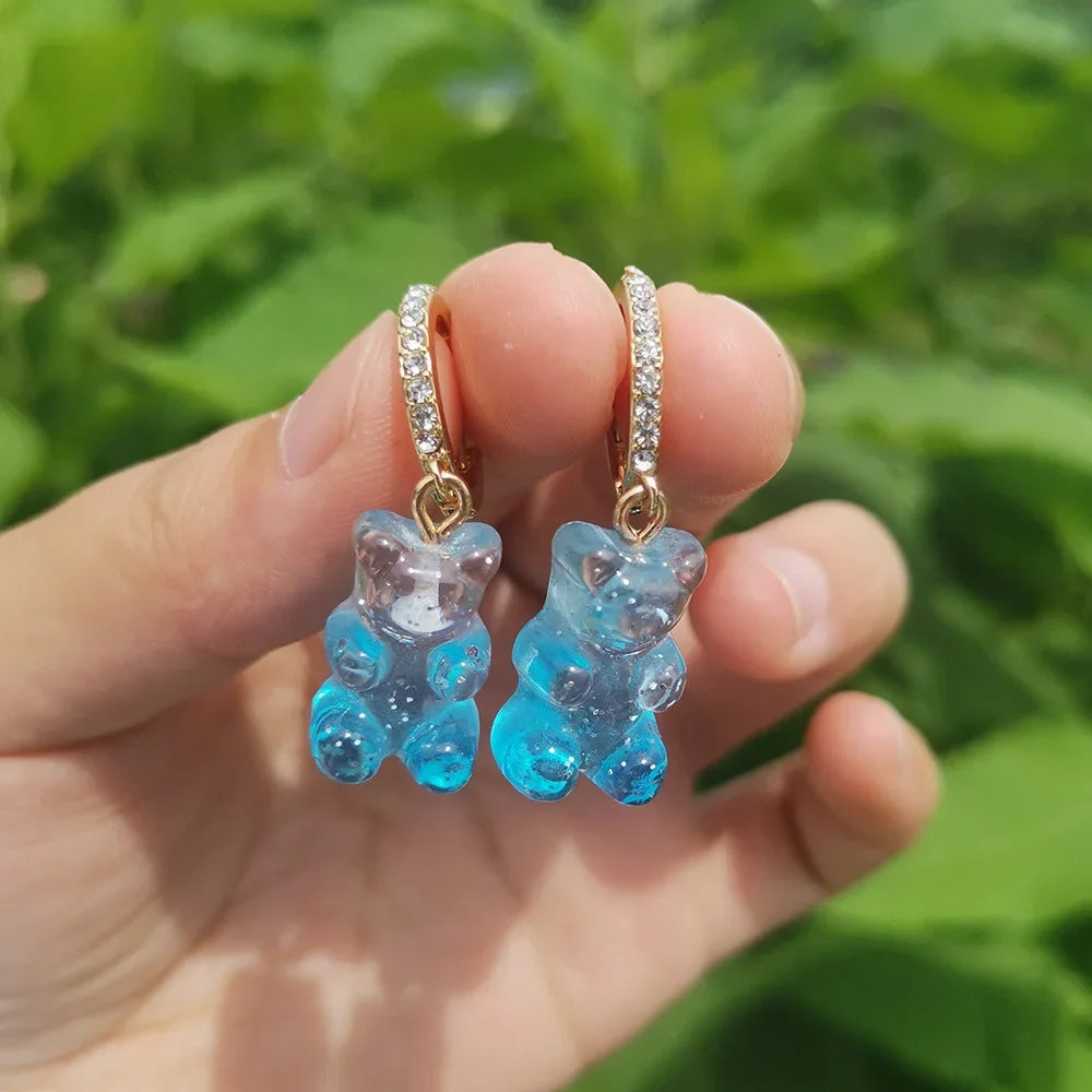 🌈 Sweet Rainbow Bear Dangle Earrings 🍬✨ Cute Acrylic Drop Jewelry for Trendy Girls! 🐻💖