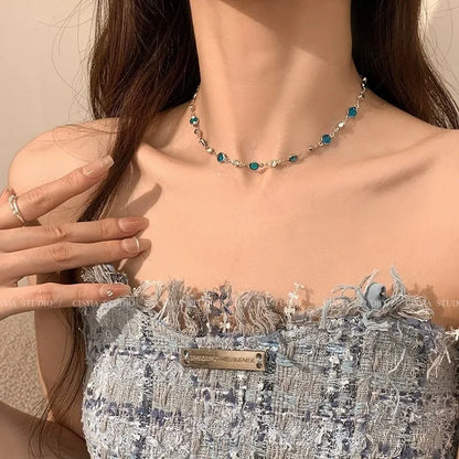 Kawaii Sparkling Blue Butterfly Choker Necklace 🦋✨ | Cute Zircon Pendant for Girls & Women | Perfect Gift for Any Occasion!