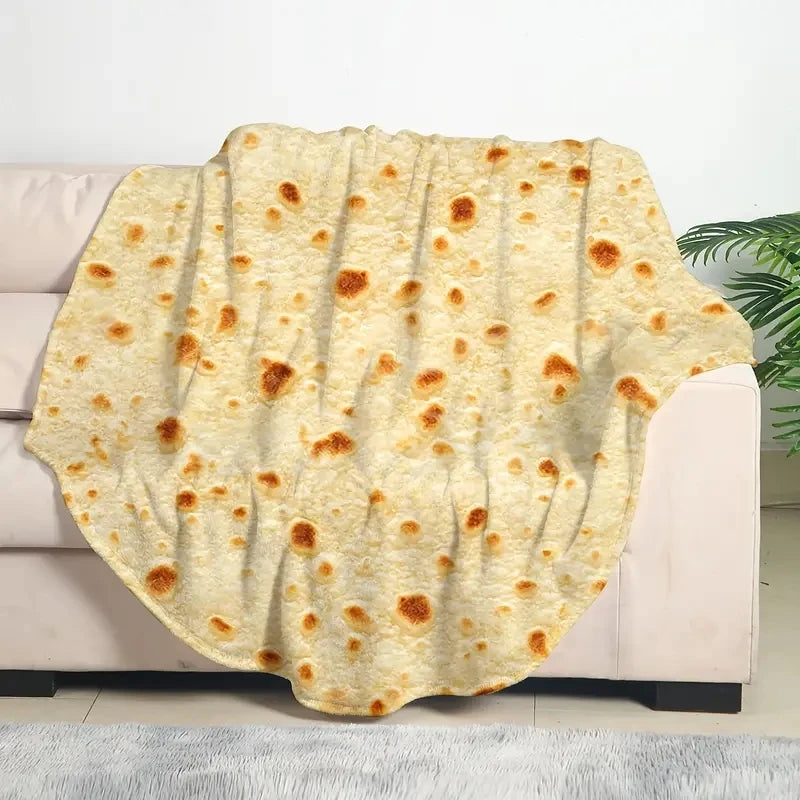 Cozy Mexican Tortilla Print Flannel Blanket for Couch Bed Travel 🫔🛋️