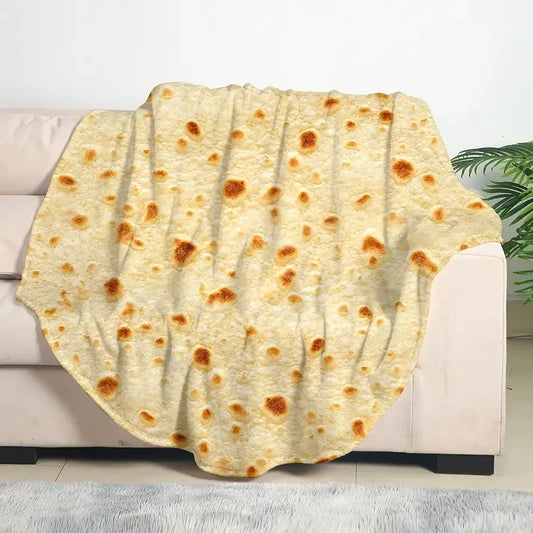 Cozy Mexican Tortilla Print Flannel Blanket for Couch Bed Travel 🫔🛋️