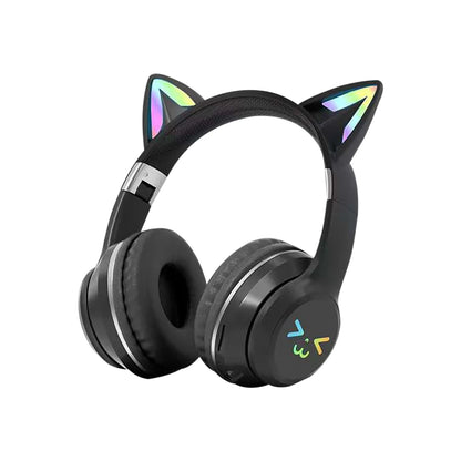 ✨ Kawaii Cat Ear Bluetooth Headphones 🎧 | RGB Glow Wireless Earphones for Kids & Teens 🎶 | Cute Stereo Sound & Mic 🐾