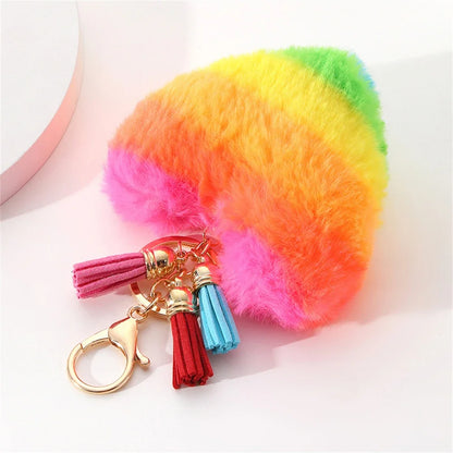 Kawaii Heart Pompom Keychain 🎀✨ | Adorable Plush Ball Accessories for Bags & Cars ❤️🎉 | Perfect Valentine Gifts for Couples 💖🥰