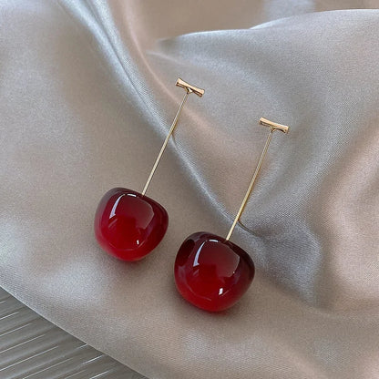 Kawaii Sweet Cherry Drop Earrings 🍒✨ | Cute Resin Fruit Jewelry for Women | Fashionable Party Accessories & Gifts! 🎉