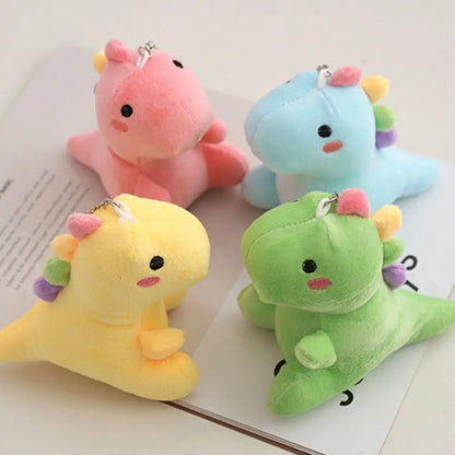 Pastel 12cm Dino Plush Keychain Pendant 🦕 Cute Portable Stuffed Doll Backpack 🎒