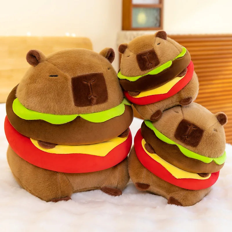 🌟🍔 Super Cuddly Hamburger Capybara Plush - Perfect Snuggle Buddy for Kids' Joyful Moments! 🎈🐾 - Pixie Quill