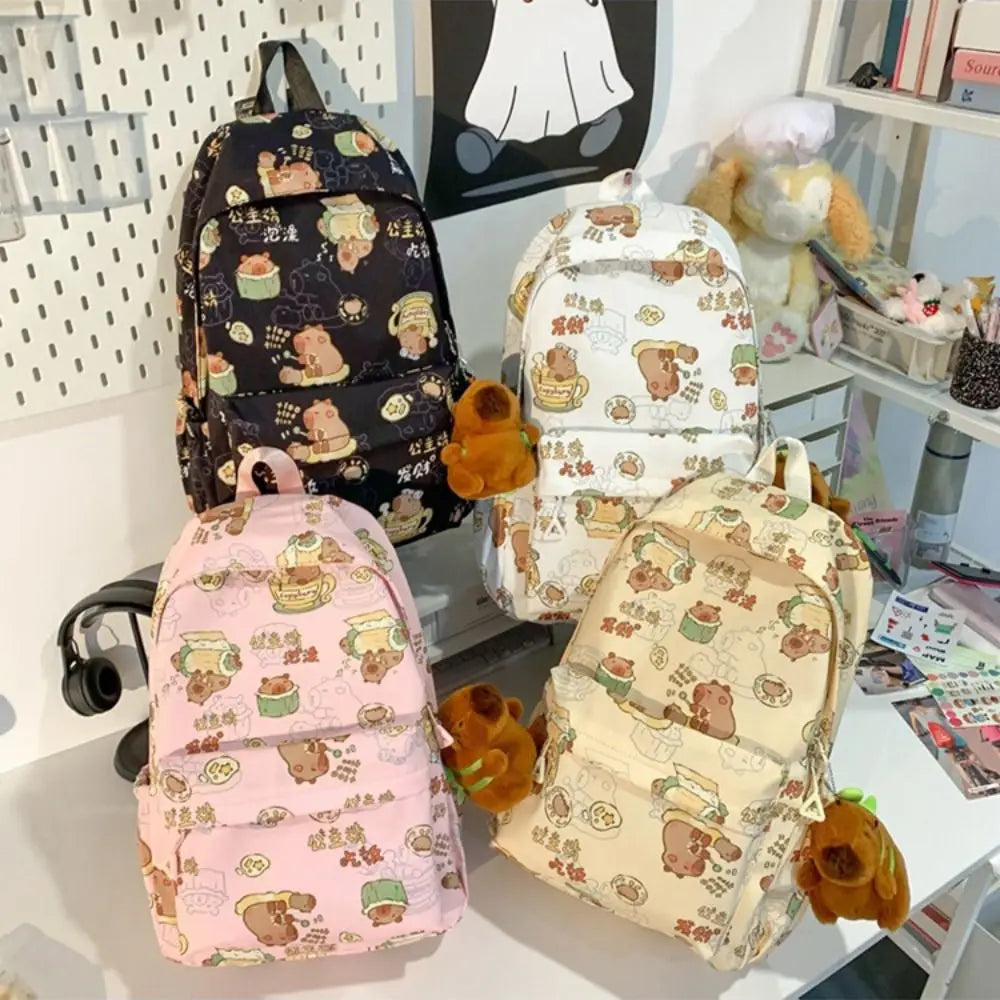 Capybara Backpack 🦙 | Fun & Spacious Nylon School Bag for Students 🎒✨