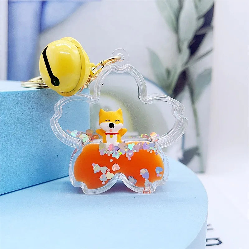 Kawaii Shiba Inu Donut Keychain 🍩✨ - Adorable Floating Bottle Pendant for Couples & Bag Charm! 💖