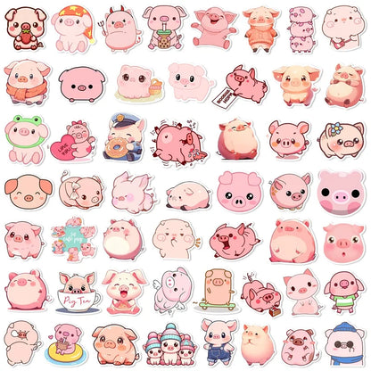 Kawaii Pink Pig PVC Stickers 🐷✨ | 10/30/50PCS Aesthetic Decor for Scrapbooking & DIY Fun! 🌸📚