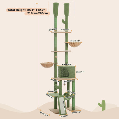 🌵🐾 Whimsical Cactus Cat Paradise - 7-Tier Tower with Cozy Hammocks & Fun Scratching Posts! 🐱💚