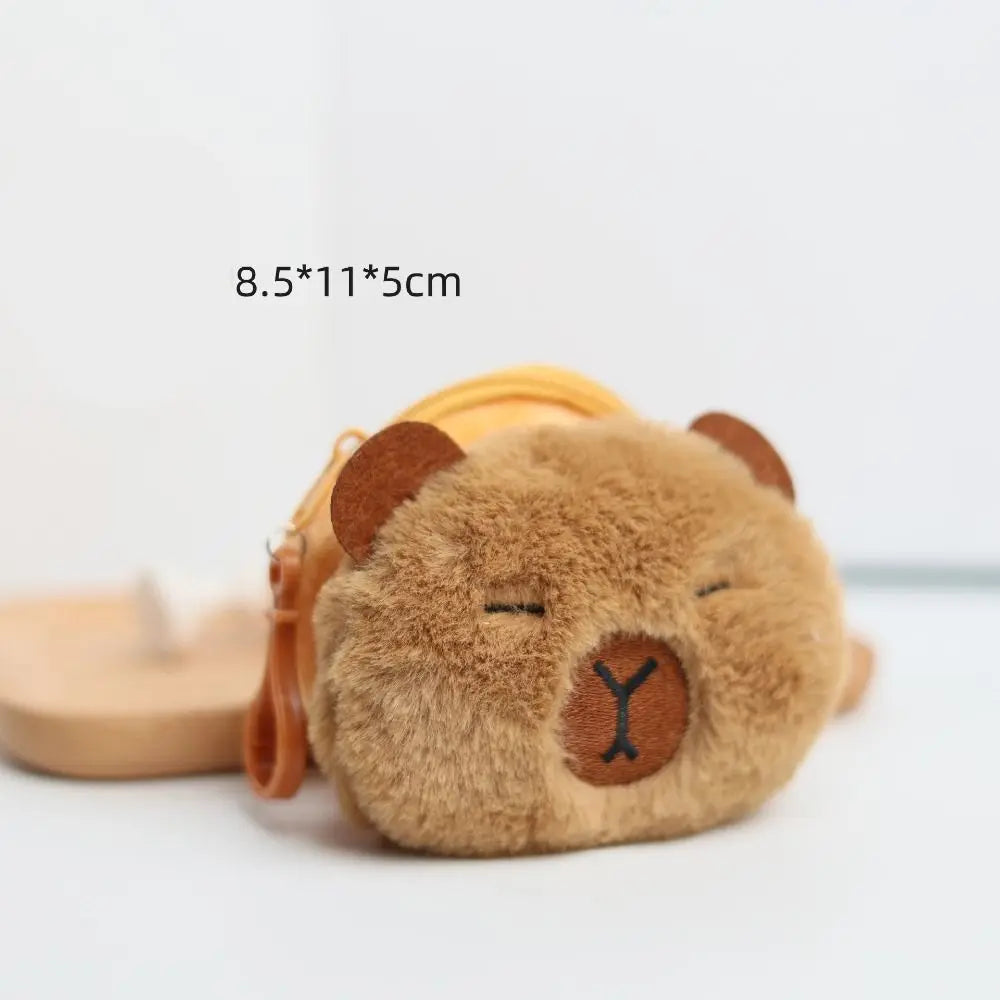 Kawaii Capybara Plush Coin Purse 🐾✨ Cute Cartoon Round Bag for Headphones & More! 🎀