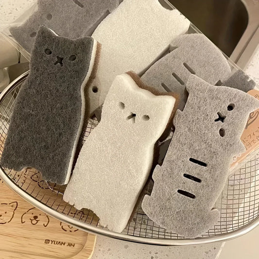 Adorable Kawaii Cat Sponge Set 🐱✨ - 4-Piece Dishwashing & Cleaning Delight!