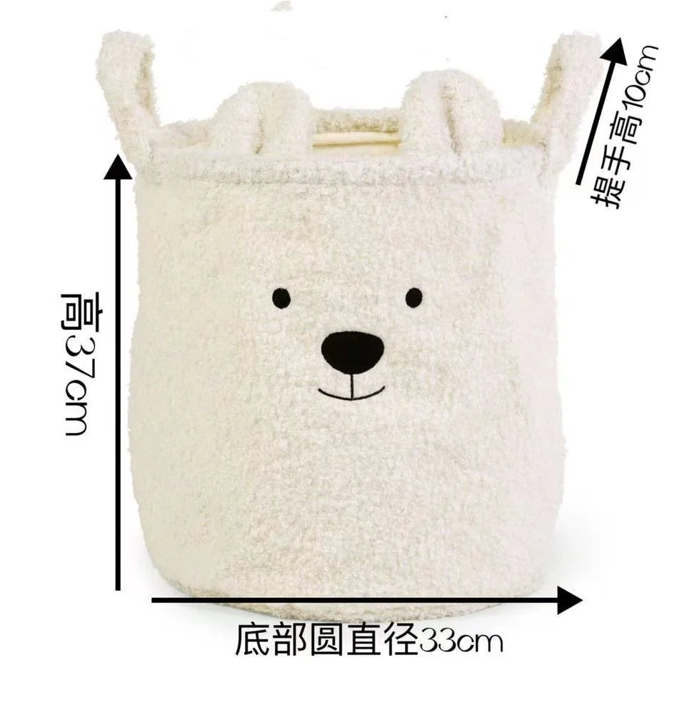 Kawaii Bear Head Embroidered Soft Storage Basket 🐻✨ | Personalized Toy & Snack Organizer | Cute Clothes & Laundry Basket 🌟