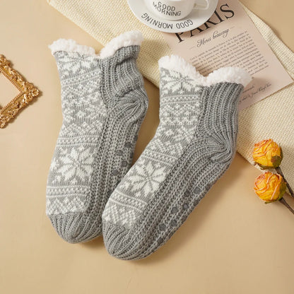Thickened Fleece-Lined Christmas Socks For Women 🧦 Warm Snowy Mid-Calf Non-Slip