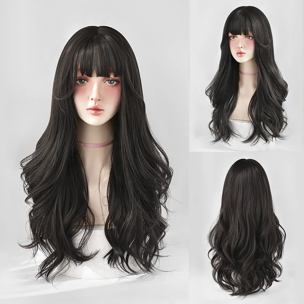 Kawaii Blonde Cosplay Wig 🎀✨ | Wavy Synthetic Hair with Bangs for Daily & Party Looks 💖