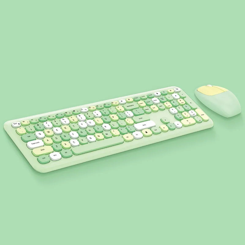 Kawaii Colorful Macaron Wireless Keyboard & Mouse Set 🍫✨ - Cute & Silent for Girls!