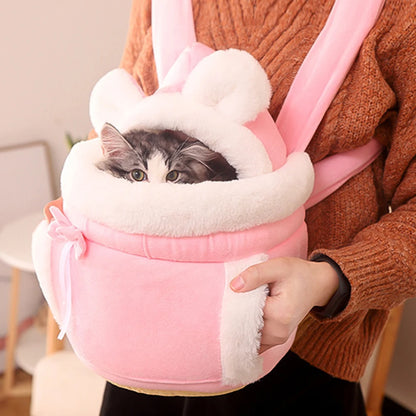 Kawaii Cozy Pet Backpack 🐾🌈 - Plush Travel Carrier for Cats & Dogs 🐶✨ Perfect for Outdoor Adventures!