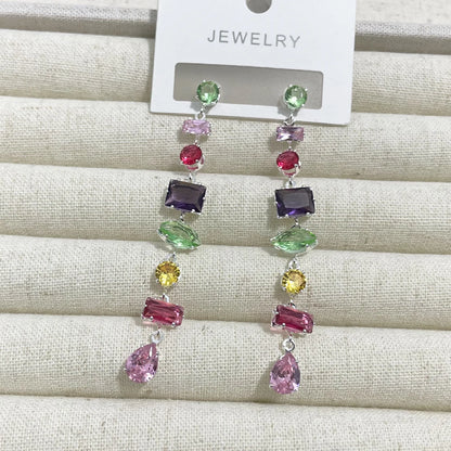 💖✨ Kawaii Rainbow Crystal Drop Earrings 🌈💕 - Adorable Cubic Zirconia Bridal Accessories for Women’s Special Occasions! 🎉💍