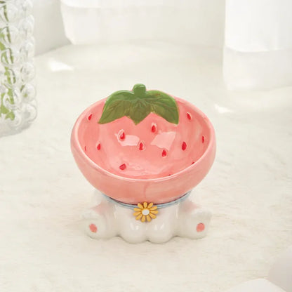 Kawaii Cat & Dog Food Bowl 🐾🍉 Elevated Ceramic Dish for Adorable Eating & Drinking!