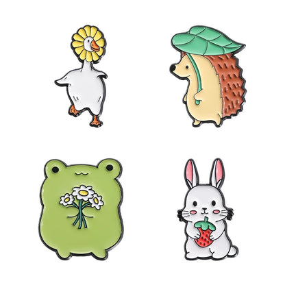 Kawaii Animal Brooch Set 🐾✨ Adorable Enamel Pins - Cute Cat & Capybara Metal Accessories for Fashion & Gifts! 🎁🌈