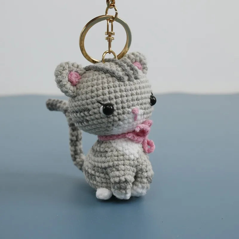 Handmade Kitten Crochet Keychain For Backpack Cute Cat Doll Pendant 🧶🐾