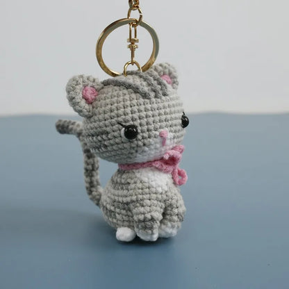 Handmade Kitten Crochet Keychain For Backpack Cute Cat Doll Pendant 🧶🐾