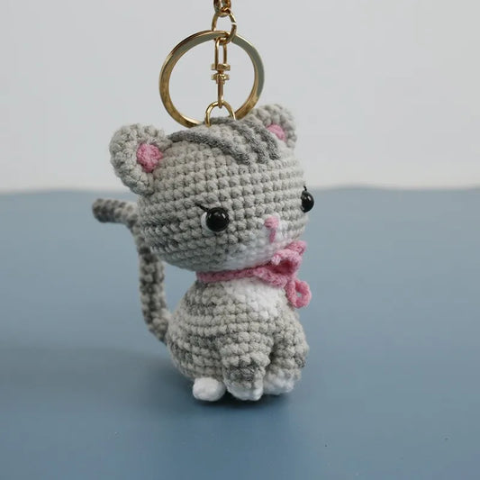 Handmade Kitten Crochet Keychain For Backpack Cute Cat Doll Pendant 🧶🐾