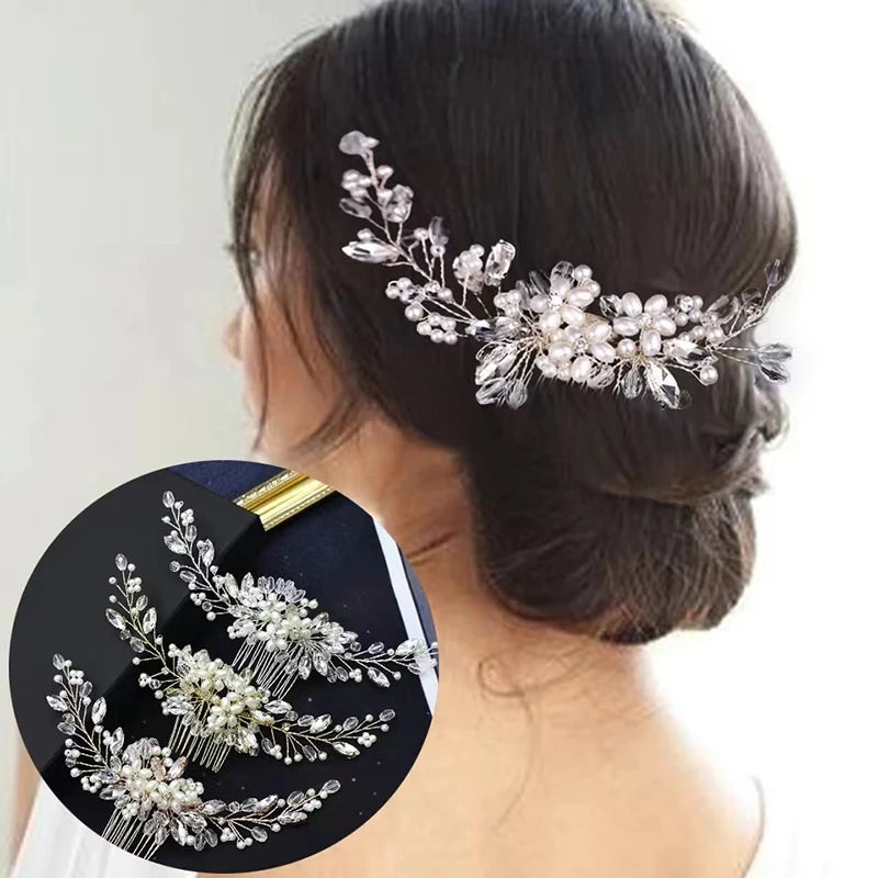 Crystal Rhinestone Pearl Hair Comb Headpiece For Brides And Weddings Romantic Clip Accessory 💎✨