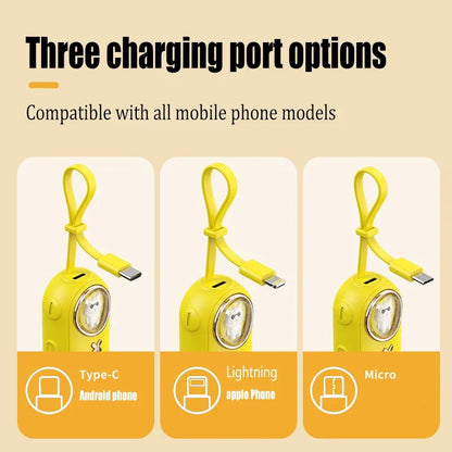 Kawaii 5000mAh Mini Power Bank 🌈 Cute Cartoon Design with Built-in Cable for Universal Phones 📱✨