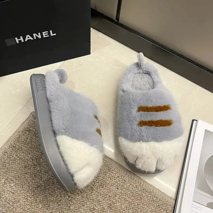 Kitty Claw Slippers For Women Non Slip Furry Mules Indoor Outdoor 🐾 Warm Fluffy