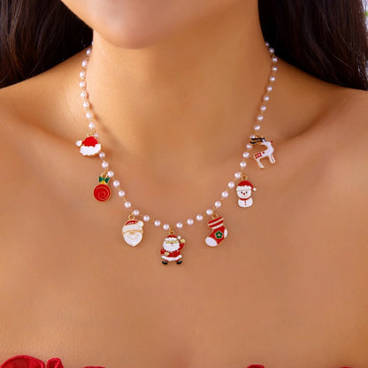 Christmas Snowflake Gingerbread Tree Pendant Necklace Unisex Beads Charm ❄️🎄